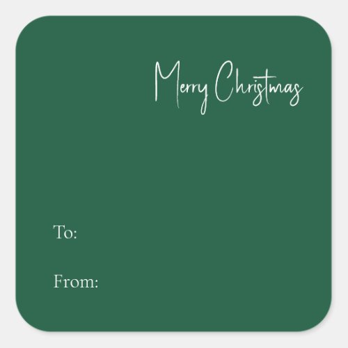 Modern Christmas  Green To From Square Sticker