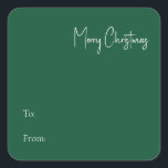 Modern Christmas | Green To From Square Sticker<br><div class="desc">This modern Christmas | green to from square sticker is perfect for your minimalist shabby chic boho green and white holiday greeting. The minimal whimsical handwritten calligraphy is delicate and rustic while staying classy and elegant. You will find that everything about this product is editable, so feel free to add...</div>