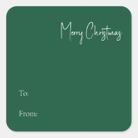 Modern Christmas | Green To From Square Sticker
