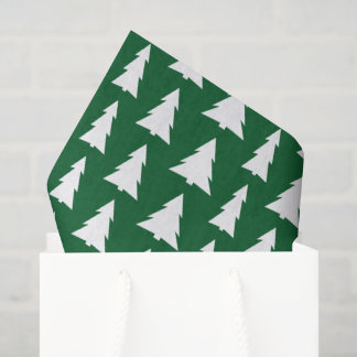 Modern Christmas Green White Tree Pattern Tissue Paper