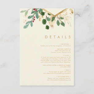 Modern Christmas Greenery Cream Details Enclosure Card