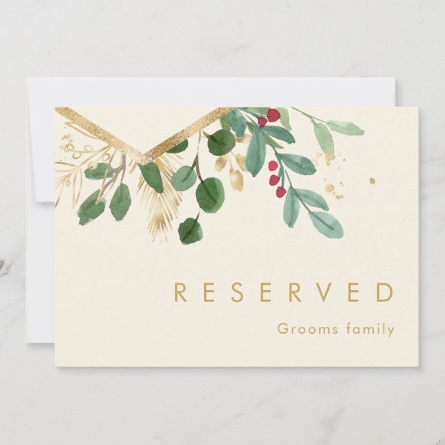 Modern Christmas Greenery | Cream Reserved Sign (Front)
