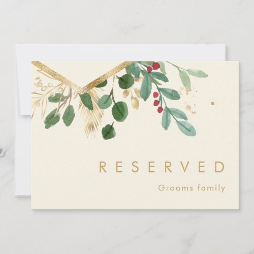 Modern Christmas Greenery  Cream Reserved Sign