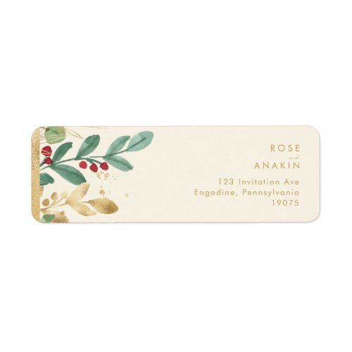 Modern Christmas Greenery  Cream Return Address Label