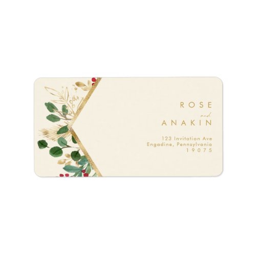 Modern Christmas Greenery  Cream RSVP Address Label