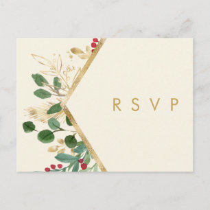 Modern Christmas Greenery Cream Song Request RSVP Postcard