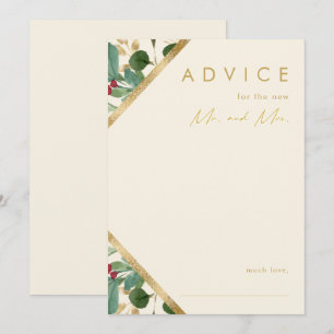 Modern Christmas Greenery   Cream Wedding Advice Card