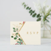 Modern Christmas Greenery | Cream Wedding RSVP Postcard (Standing Front)