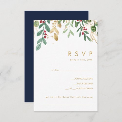 Modern Christmas Greenery  Navy Song Request RSVP