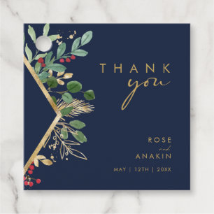 Modern Christmas Greenery   Navy Thank You Favor T Favor Tags