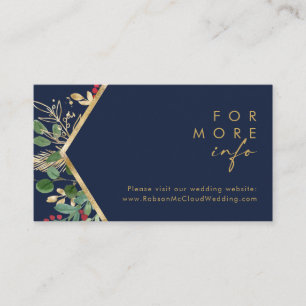 Modern Christmas Greenery Navy Wedding Website Enclosure Card