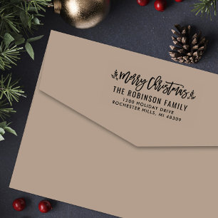 Modern Christmas Greenery Return Address Self-inking Stamp
