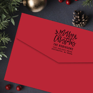 Modern Christmas Greenery Return Address Self-inking Stamp