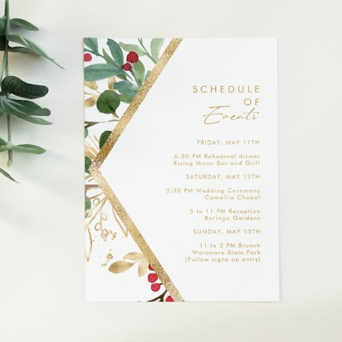 Modern Christmas Greenery  Schedule of Events Enclosure Card