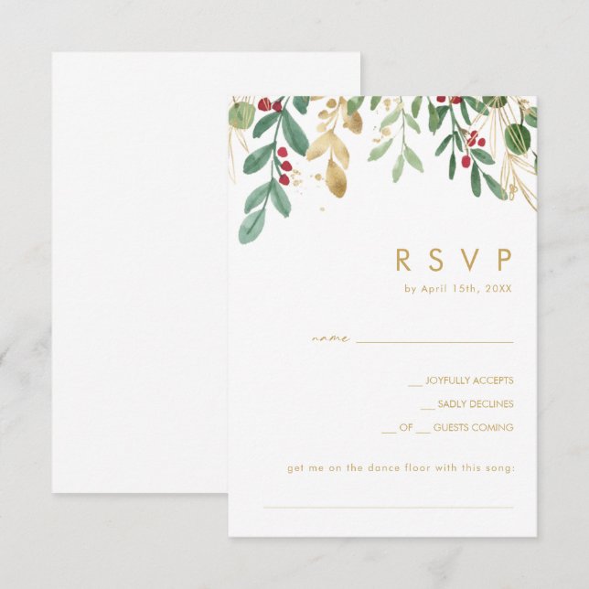 Modern Christmas Greenery | Song Request RSVP Card (Front/Back)