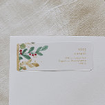 Modern Christmas Greenery | White Return Address Label<br><div class="desc">This modern Christmas greenery | white return address label is perfect for your simple boho winter wedding. Designed with geometric faux gold foil and minimalist botanical watercolor with touches of green eucalyptus and red winterberry. All on a classic white background. These elements give it a modern yet elegant feel sure...</div>