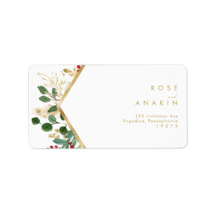 Modern Christmas Greenery   White RSVP Address Label