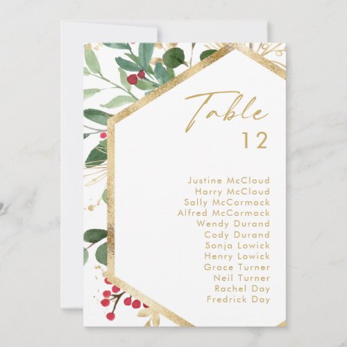 Modern Christmas Greenery White Table Number Chart