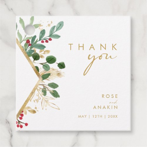 Modern Christmas Greenery  White Thank You Favor  Favor Tags