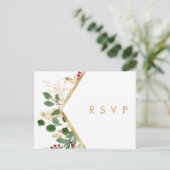 Modern Christmas Greenery | White Wedding RSVP Postcard (Standing Front)