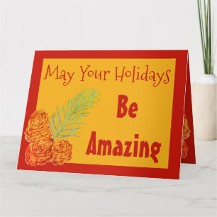 Modern Christmas Greeting Card Gold And Barn Red