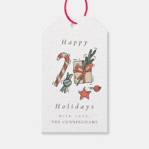 Modern Christmas Happy Holidays Greeting Gift Tags