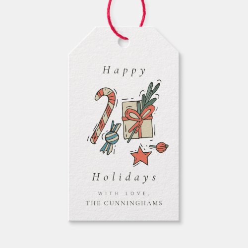 Modern Christmas Happy Holidays Greeting Gift Tags