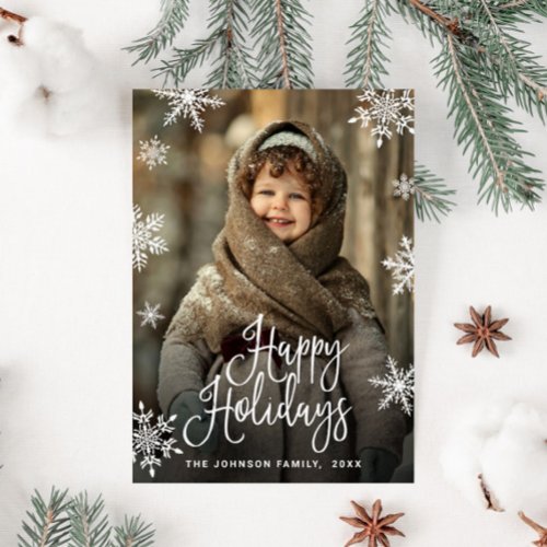 Modern Christmas Happy Holidays PHOTO Greeting Postcard