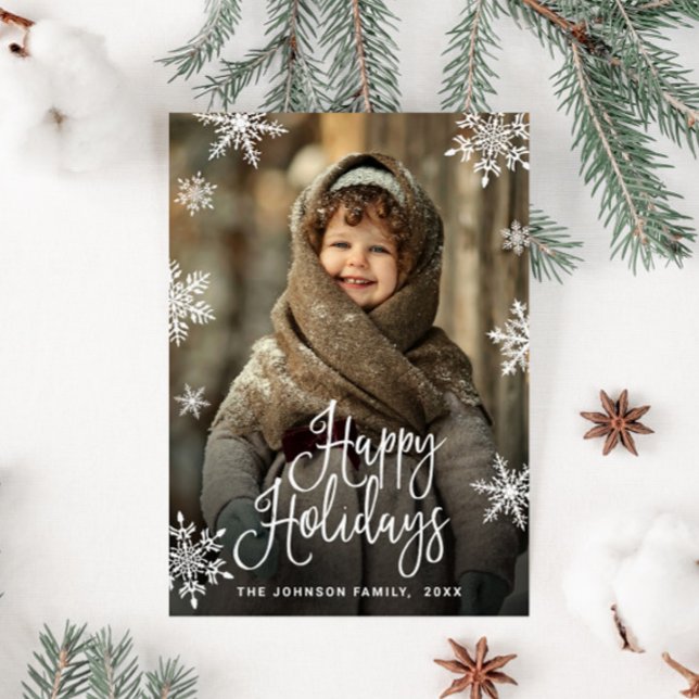 Modern Christmas Happy Holidays PHOTO Greeting Postcard (Creator Uploaded)