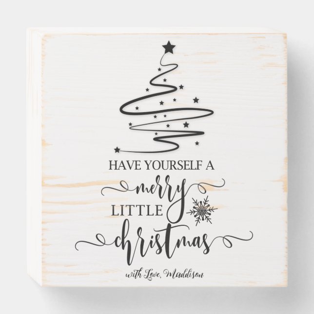 Modern Christmas Have yourself a merry little Wooden Box Sign (Front Horizontal)