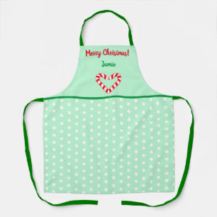 Modern Christmas Heart Candy Cane Medium Apron