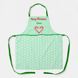 Modern Christmas Heart Candy Cane Medium Apron