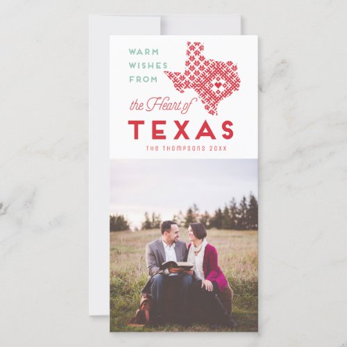 Modern Christmas Heart of Texas Photo Greeting Holiday Card