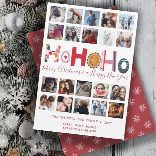Modern Christmas Ho Ho Ho  20 photo collage  Holiday Card