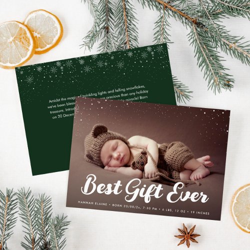 modern christmas holiday birth announcement