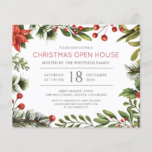 Modern Christmas Holiday Botanical Invitation Flyer