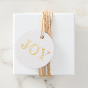 Modern Christmas Holiday Joy Family Name Foil Favor Tags