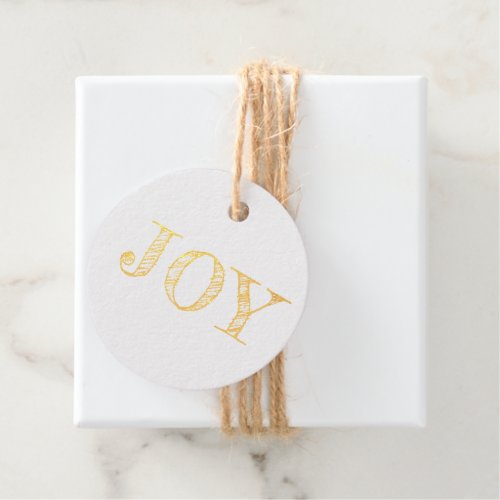 Modern Christmas Holiday Joy Family Name Foil Foil Favor Tags