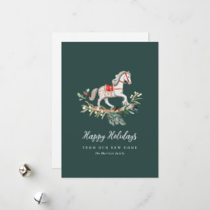 Modern Christmas holiday moving announcement card