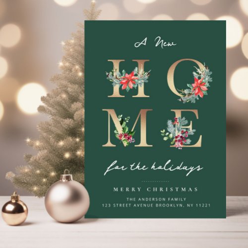 modern christmas  holiday moving announcement postcard
