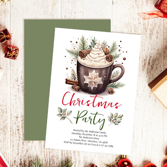 Modern Christmas Holiday Party Invitation (Invite your guests to your Christmas party with this warm and charming holiday-themed invitation!)