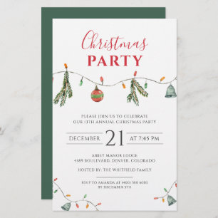 Modern Christmas Holiday Party Invitation Stationery