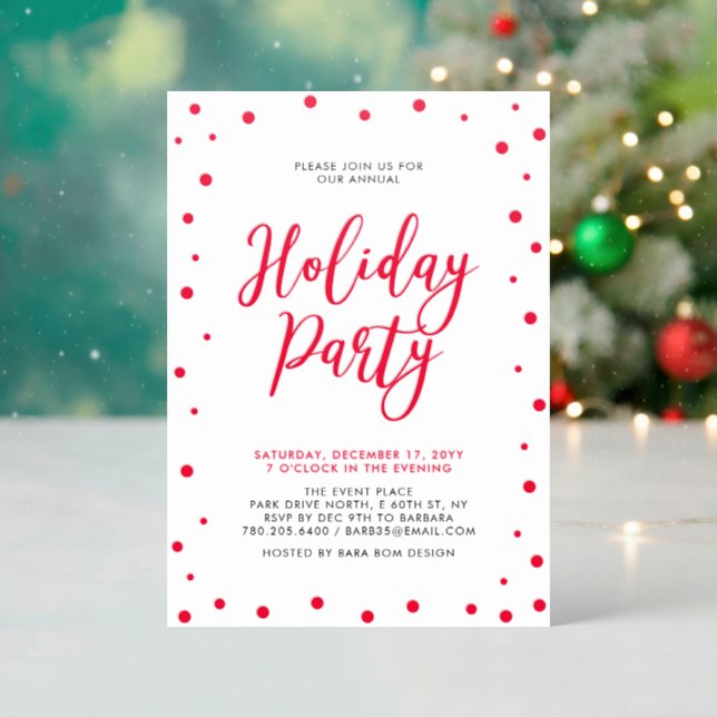 Modern Christmas Holiday Party Letterpress Photo Cards (Front (Into))