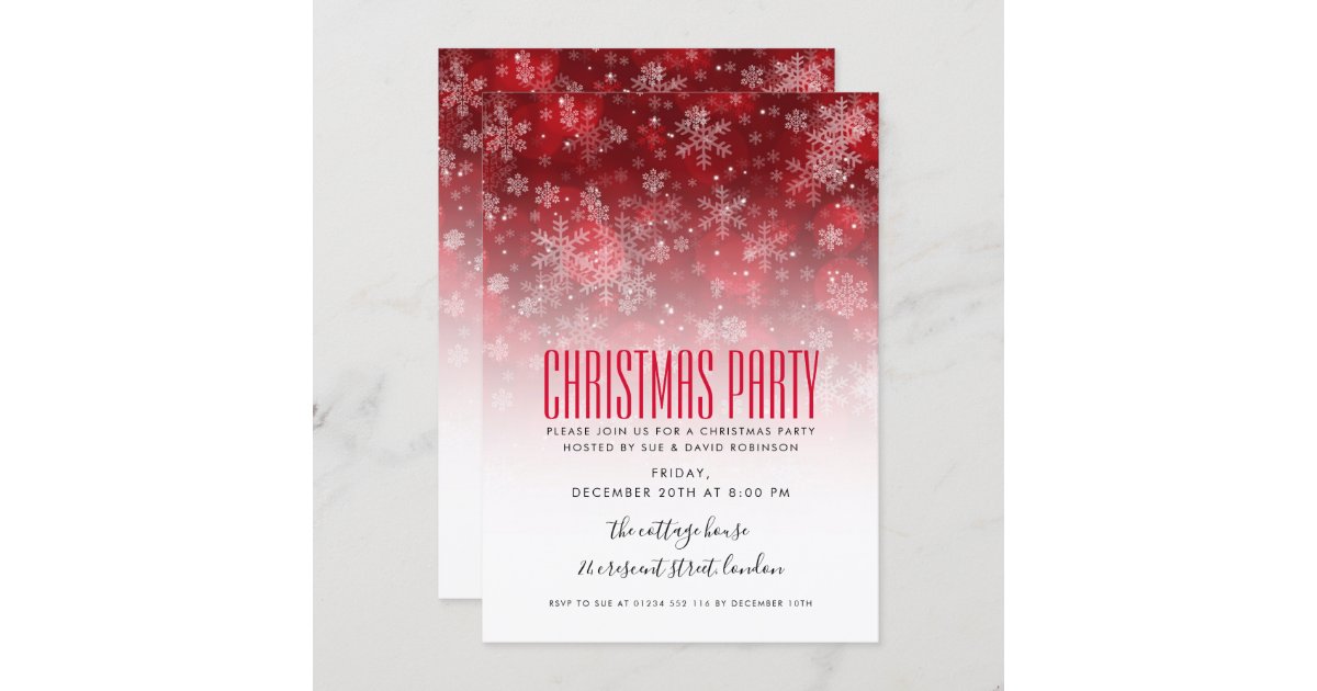 Modern Christmas Holiday Party Red & White Invitation | Zazzle