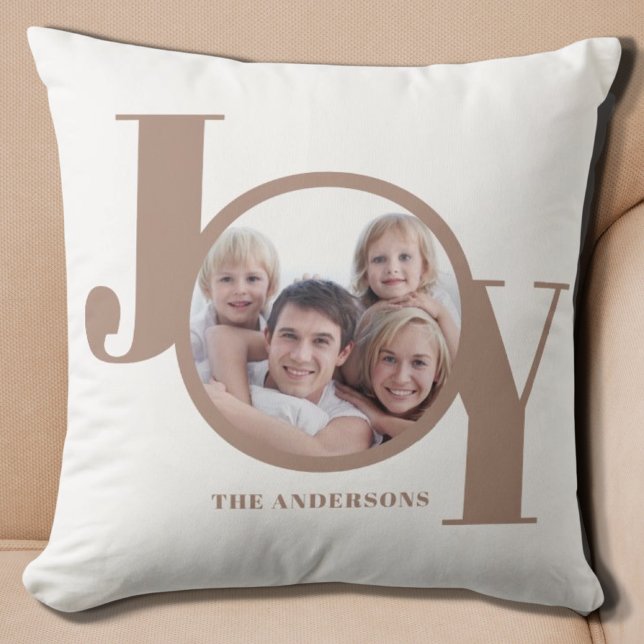 Modern Christmas Holiday Personalized Photo Throw Pillow (Creator Uploaded)