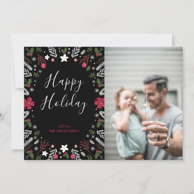 Modern Christmas, Holiday Photo Greeting Card (Front)