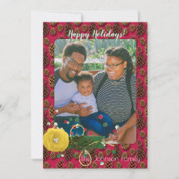 Modern Christmas Holiday Photo Message Pine Cones Card