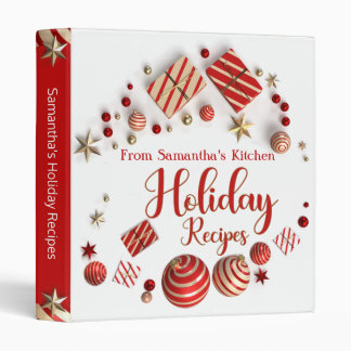 Modern Christmas Holiday Recipe Cookbook 3 Ring Binder