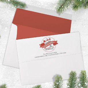 Modern Christmas Holiday Red Return Address Envelope