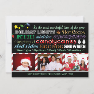 Modern Christmas Holiday Subway Art Photo Card